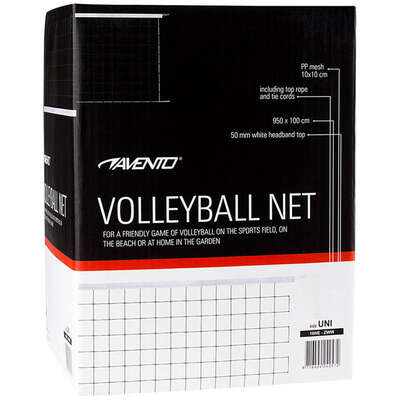 Avento Volleybalnet - 9.5 x 1 meter - Zwart/Wit